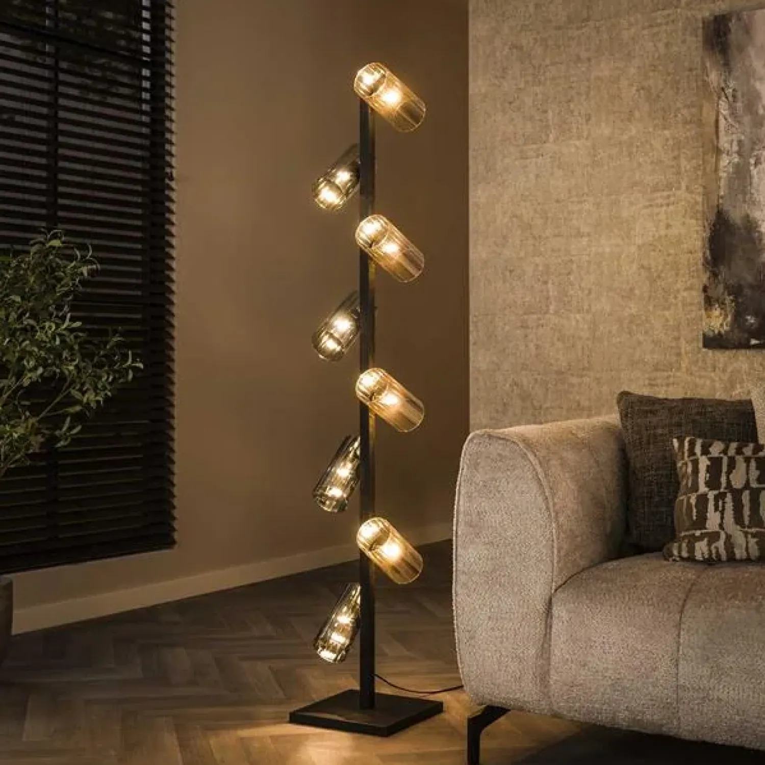 Kalfort Vloerlampen|Celia 8-lichts Vloerlamp 2-kleurig glas