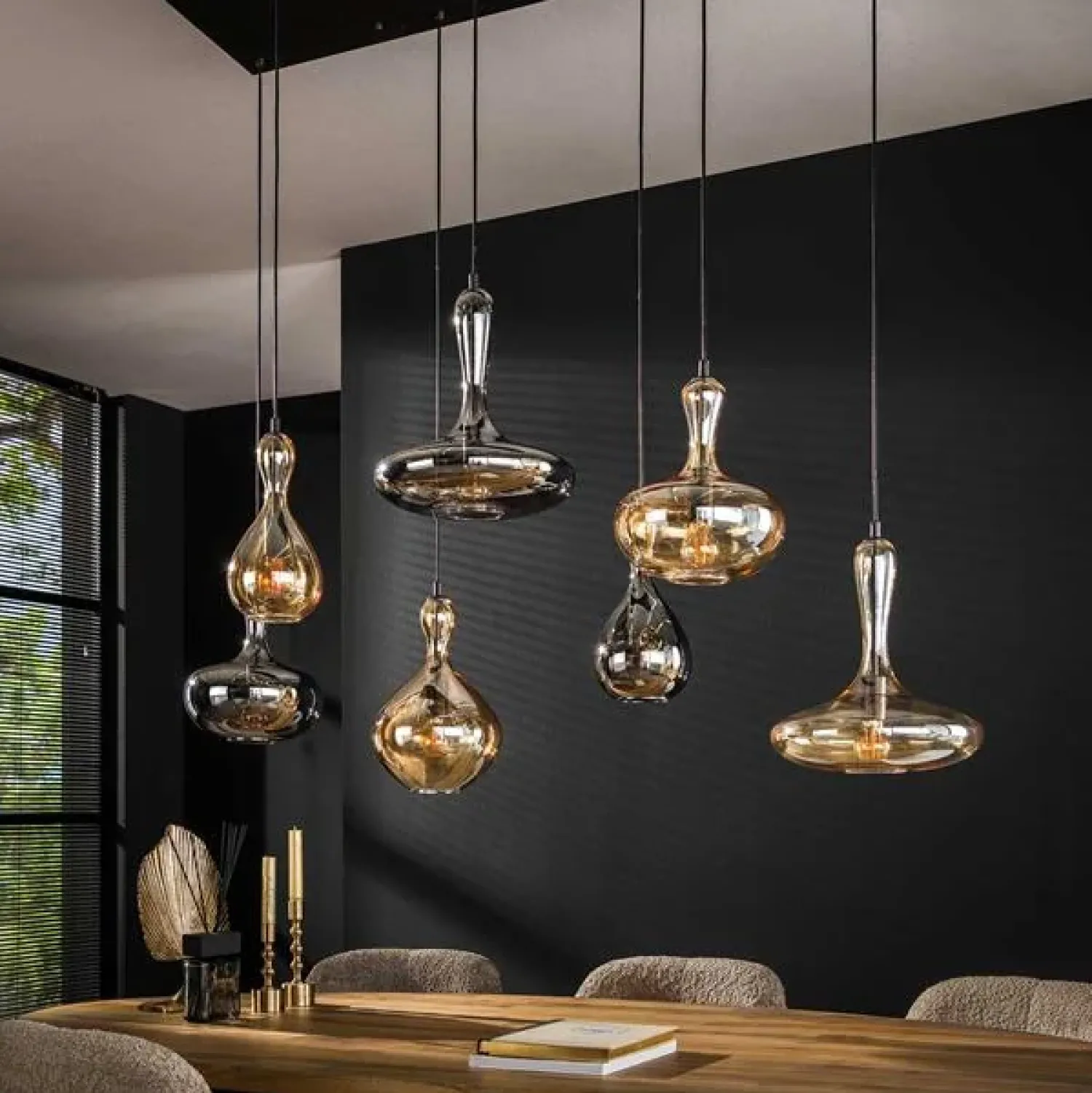 Kalfort Hanglampen|Chloe 7-lichts glazen hanglamp