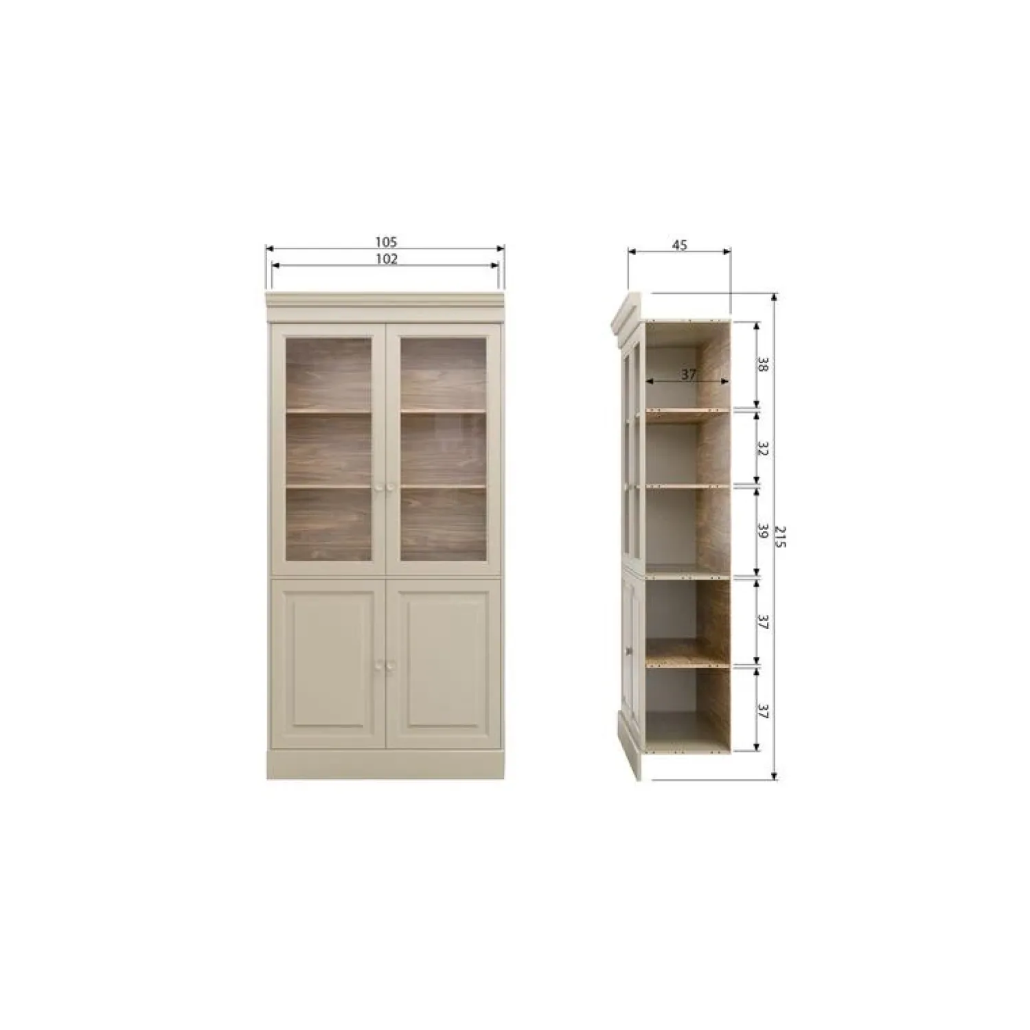 vtwonen Vitrinekasten|Industriele Kasten|Chow Vitrinekast grenen beige 105cm