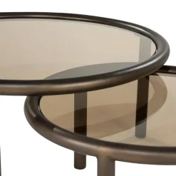 Eleonora Salontafels|Circo Salontafel Set van 2 Rond Bruin