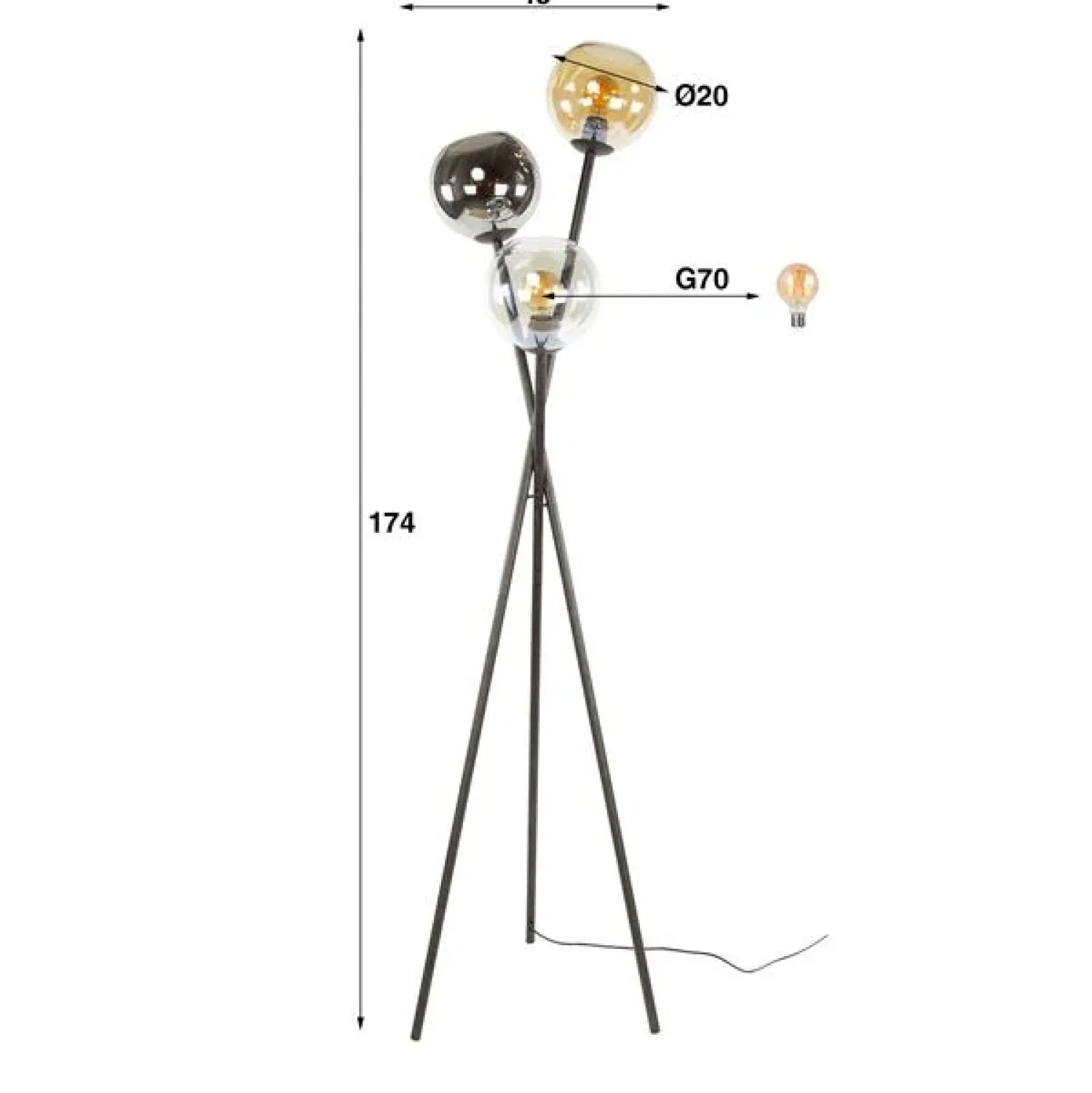 Kalfort Vloerlampen|Ciro 3-lichts Vloerlamp Multi kleur