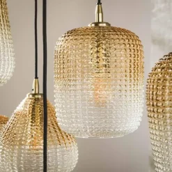 Kalfort Hanglampen|Glazen Hanglamp|Claude 9-lichts Hanglamp Amberkleurig glas