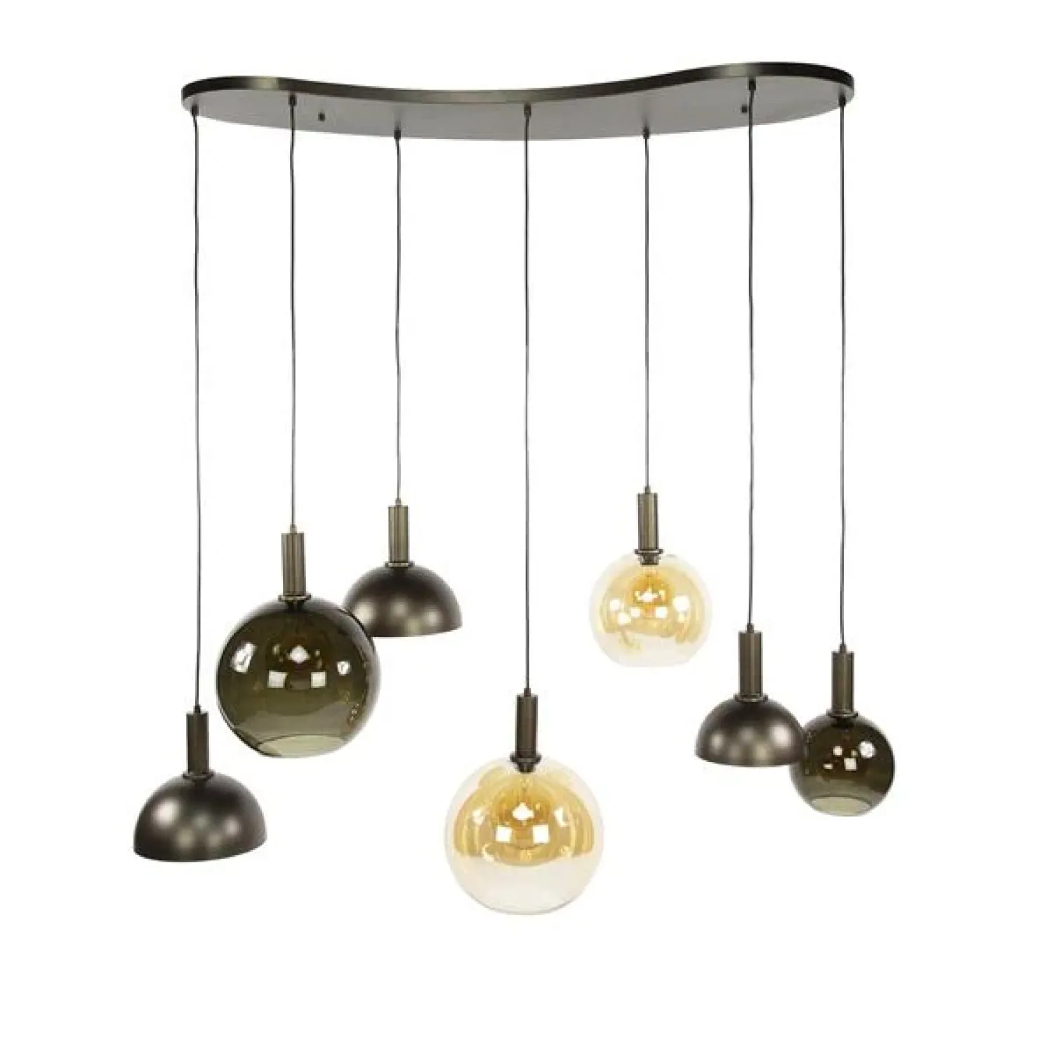 Steinmex Hanglampen|Glazen Hanglamp|Clemenza 7-lichts Hanglamp Bruin/Amber