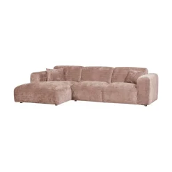 WOOOD Loungebanken|Cloud Chaise longue bank links chenille taupe/roze