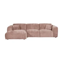 WOOOD Loungebanken|Cloud Chaise longue bank links chenille taupe/roze