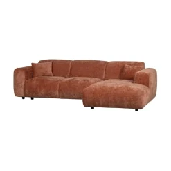 WOOOD Loungebanken|Cloud Chaise longue bank rechts chenille terracotta