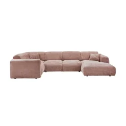 WOOOD Hoekbanken|Cloud Hoekbank links geweven chenille taupe/roze