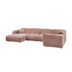 WOOOD Hoekbanken|Cloud Hoekbank rechts geweven chenille taupe/roze