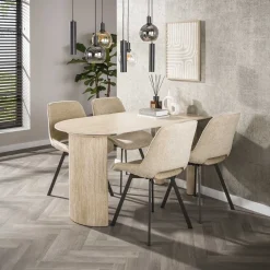 Kalfort Eetkamerstoelen|Colin Eetkamerstoel draaibaar Jaroq zand