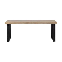 WOOOD Eettafels|Combi-tablo Eettafel mango visgraat U-poot 180 cm