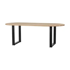 WOOOD Eettafels|Combi-tablo Eettafel ovaal eiken U-poot 220 cm