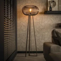 Kalfort Vloerlampen|Conli Vloerlamp 3-poots Zwart nikkel