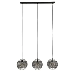 Kalfort Hanglampen|Cooper 3-lichts bol Hanglamp Zwart bruin
