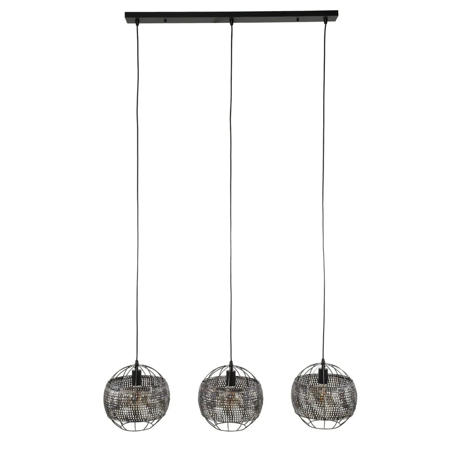 Kalfort Hanglampen|Cooper 3-lichts bol Hanglamp Zwart bruin