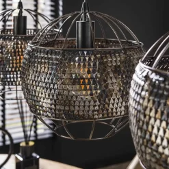 Kalfort Hanglampen|Cooper 3-lichts bol Hanglamp Zwart bruin