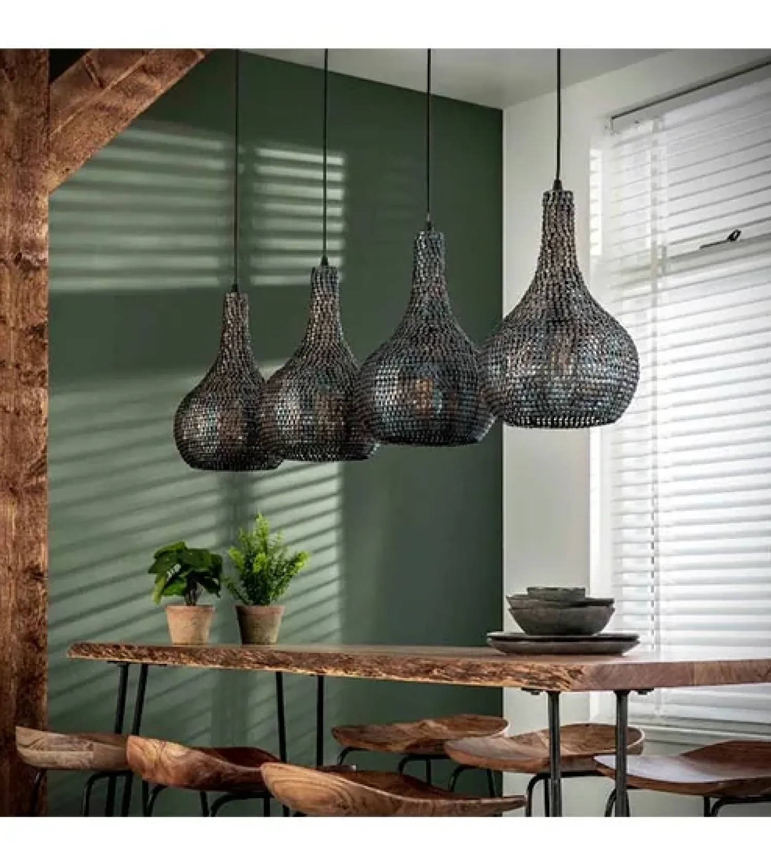 Kalfort Hanglampen|Cooper 4-lichts industriele hanglamp kegel