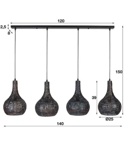 Kalfort Hanglampen|Cooper 4-lichts industriele hanglamp kegel