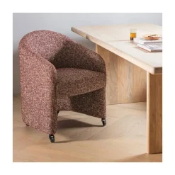 WOOOD Eetkamerstoelen|Cordo Eetkamerstoel Met wielen Roestbruin