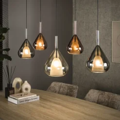 Kalfort Hanglampen|Glazen Hanglamp|Corrado 5-lichts Hanglamp Meerkleurig
