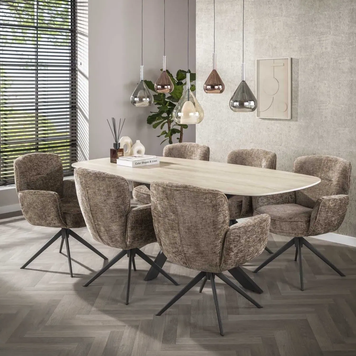 Kalfort Hanglampen|Glazen Hanglamp|Corrado 5-lichts Hanglamp Meerkleurig