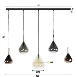 Kalfort Hanglampen|Glazen Hanglamp|Corrado 5-lichts Hanglamp Meerkleurig