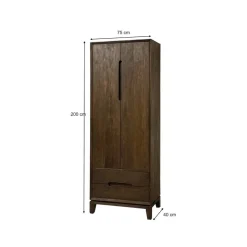 Livingfurn Wandkasten|Industriele Kasten|Cortez Wandkast 2 deurs 2 lades walnoot 75cm