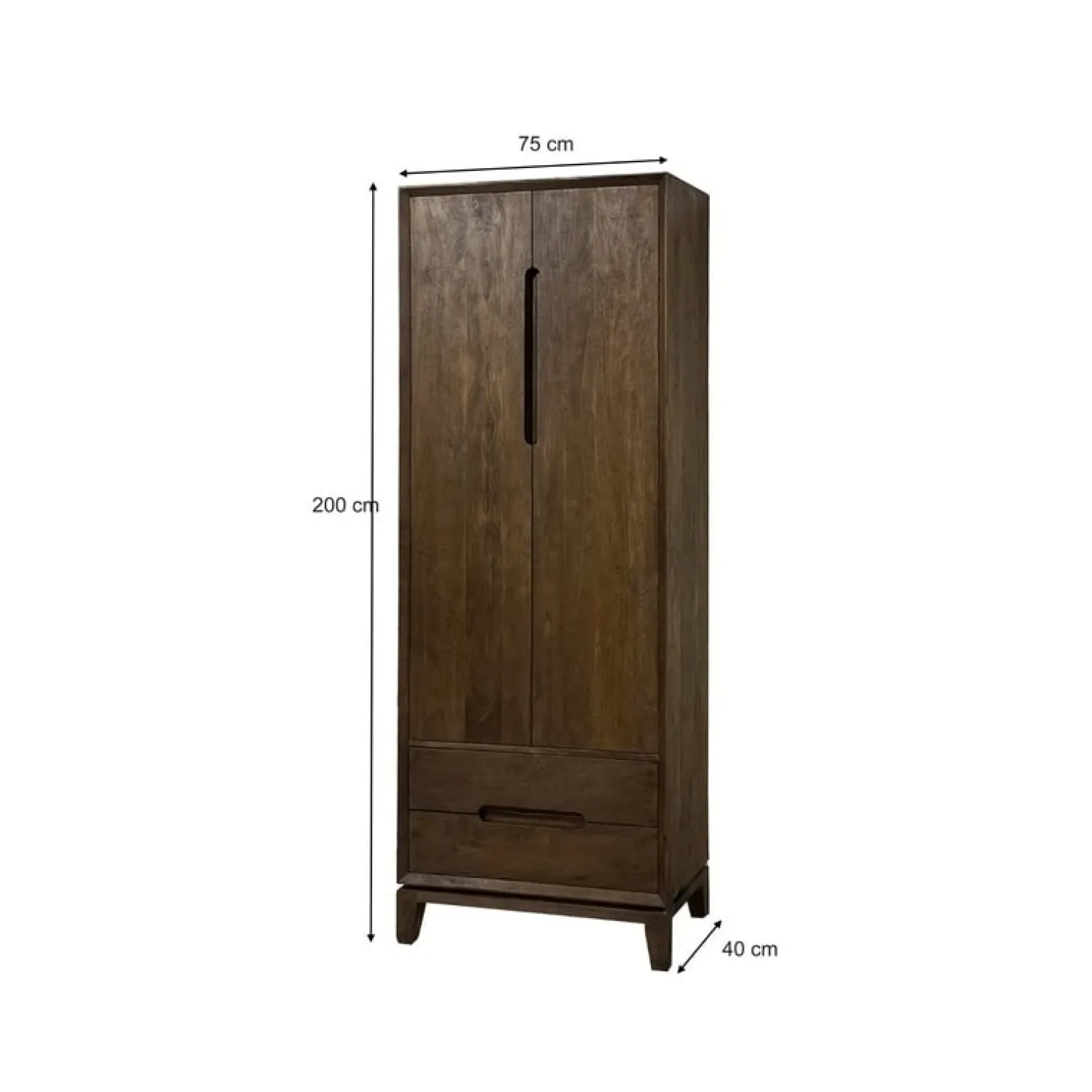 Livingfurn Wandkasten|Industriele Kasten|Cortez Wandkast 2 deurs 2 lades walnoot 75cm