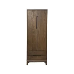 Livingfurn Wandkasten|Industriele Kasten|Cortez Wandkast 2 deurs 2 lades walnoot 75cm