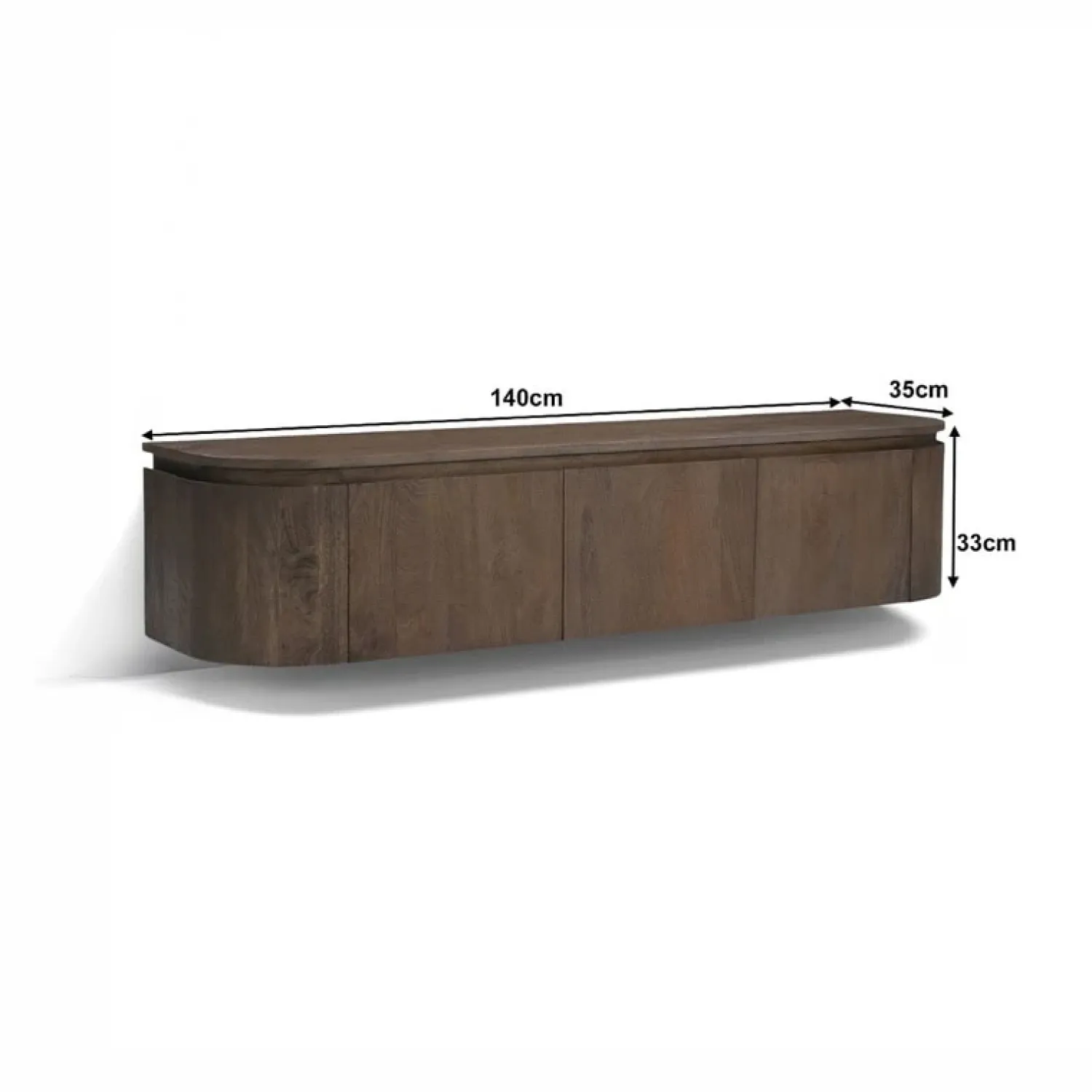 Livingfurn Industriele Kasten|Tv Meubels|Cortez Zwevend Tv meubel rond walnoot 140cm