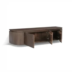 Livingfurn Industriele Kasten|Tv Meubels|Cortez Zwevend Tv meubel rond walnoot 140cm