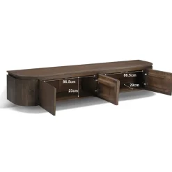 Livingfurn Industriele Kasten|Tv Meubels|Cortez Zwevend Tv meubel rond walnoot 180cm
