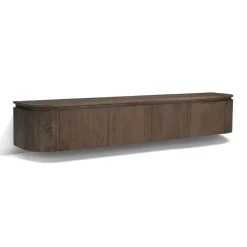 Livingfurn Industriele Kasten|Tv Meubels|Cortez Zwevend Tv meubel rond walnoot 180cm