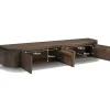 Livingfurn Industriele Kasten|Tv Meubels|Cortez Zwevend Tv meubel rond walnoot 220cm