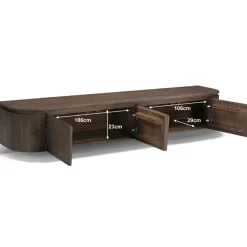 Livingfurn Industriele Kasten|Tv Meubels|Cortez Zwevend Tv meubel rond walnoot 220cm