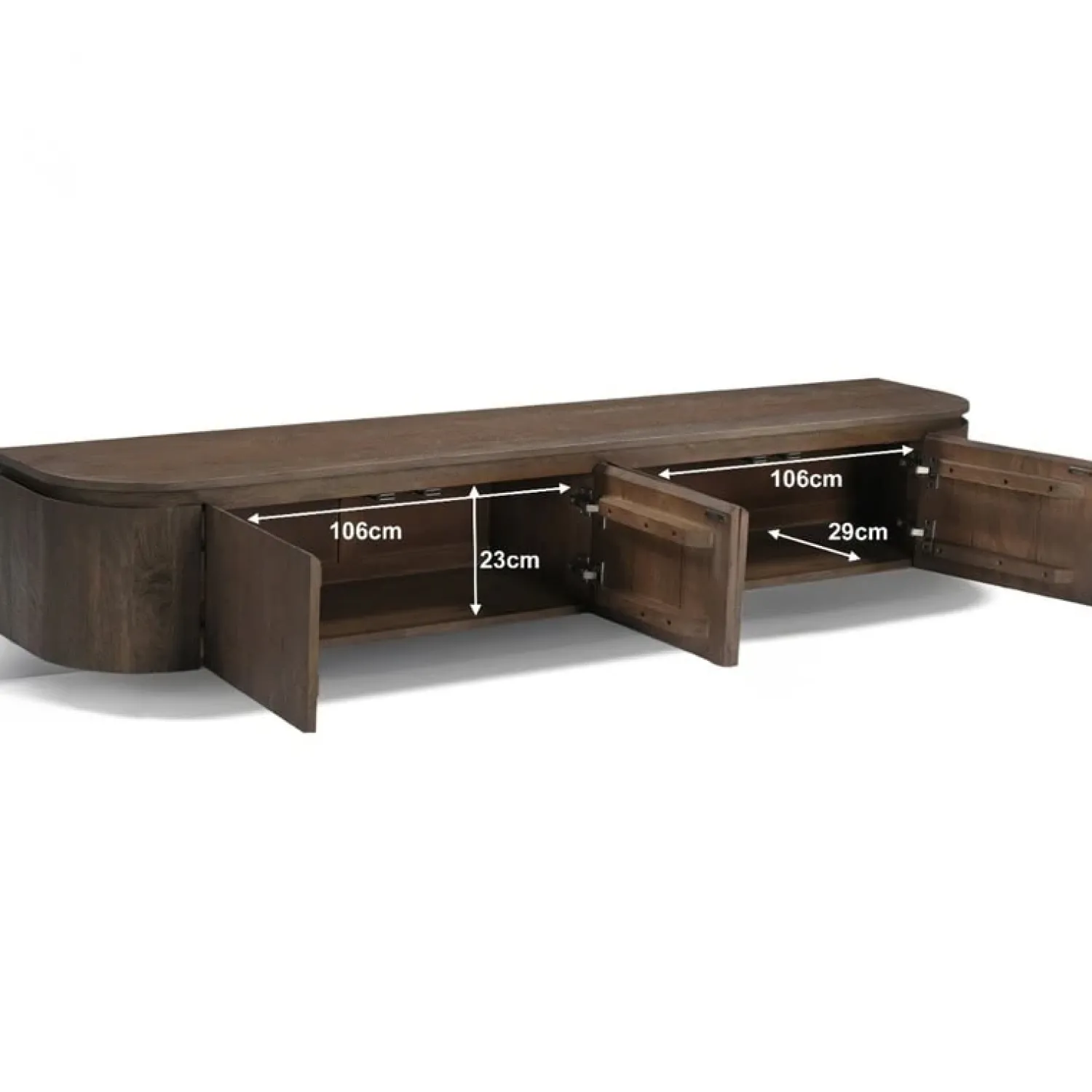 Livingfurn Industriele Kasten|Tv Meubels|Cortez Zwevend Tv meubel rond walnoot 220cm