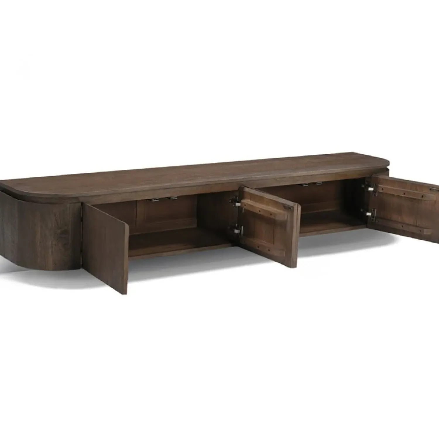 Livingfurn Industriele Kasten|Tv Meubels|Cortez Zwevend Tv meubel rond walnoot 220cm