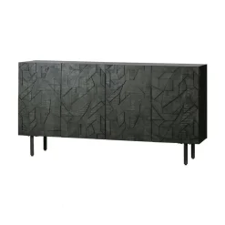 WOOOD Dressoirs|Industriele Kasten|Counter Dressoir hout/metaal zwart 160cm