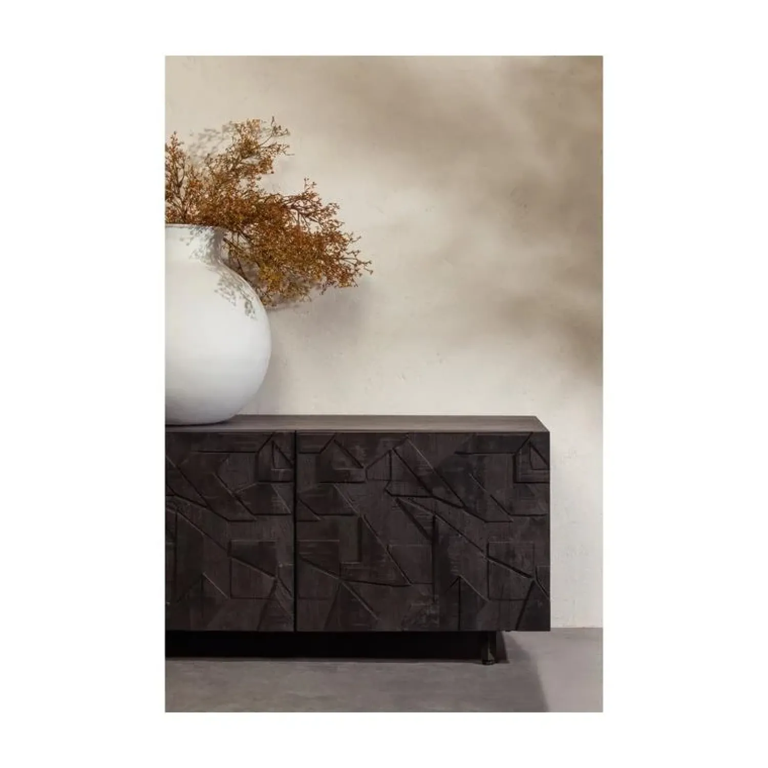 WOOOD Industriele Kasten|Tv Meubels|Counter Tv meubel mangohout zwart 160cm