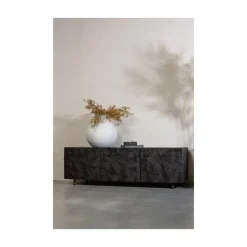 WOOOD Industriele Kasten|Tv Meubels|Counter Tv meubel mangohout zwart 160cm