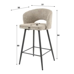 Kalfort Barkrukken|Cozy Barstoel Boucle Zand