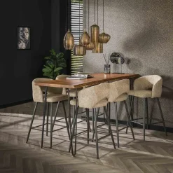 Kalfort Barkrukken|Cozy Barstoel Boucle Zand