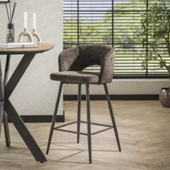 Kalfort Barkrukken|Cozy Barstoel Stof Bruin
