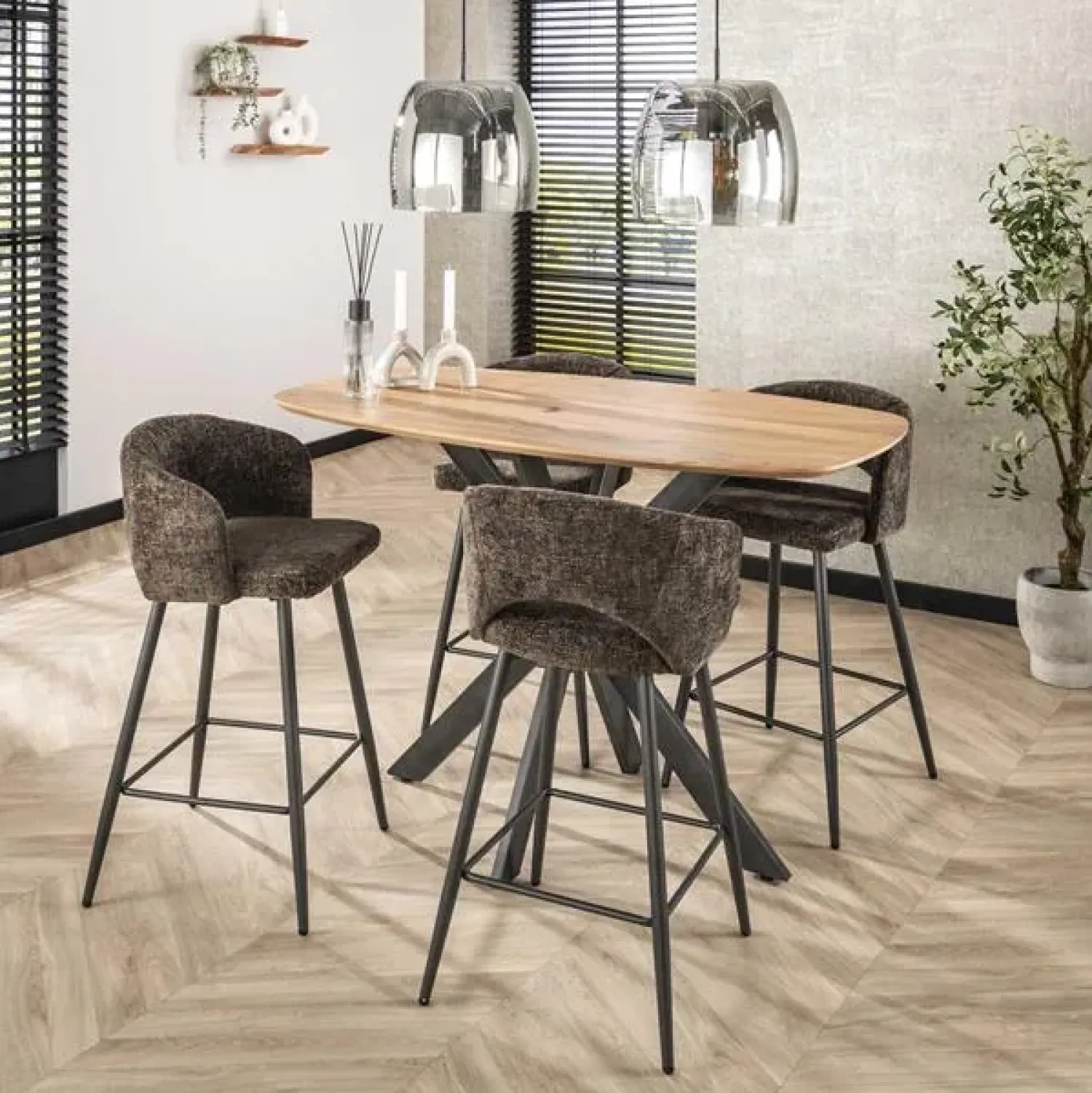 Kalfort Barkrukken|Cozy Barstoel Stof Bruin