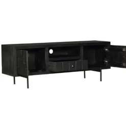 Furndea Industriele Kasten|Tv Meubels|Cubical Black Tv meubel zwart mangohout 150