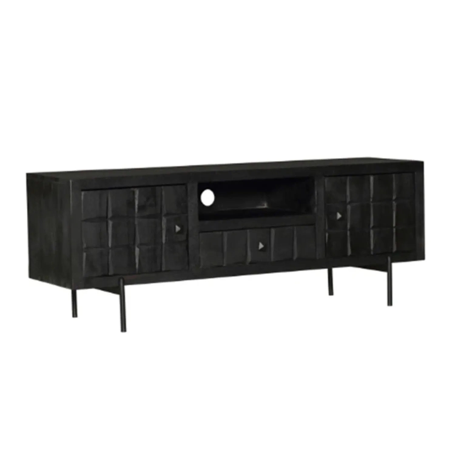 Furndea Industriele Kasten|Tv Meubels|Cubical Black Tv meubel zwart mangohout 150