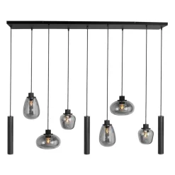Steinmex Hanglampen|Glazen Hanglamp|Curtis 6+3 lichts Hanglamp Smoke