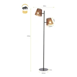 Trading Lighting Vloerlampen|Daan 2-lichts Vloerlamp Bruin