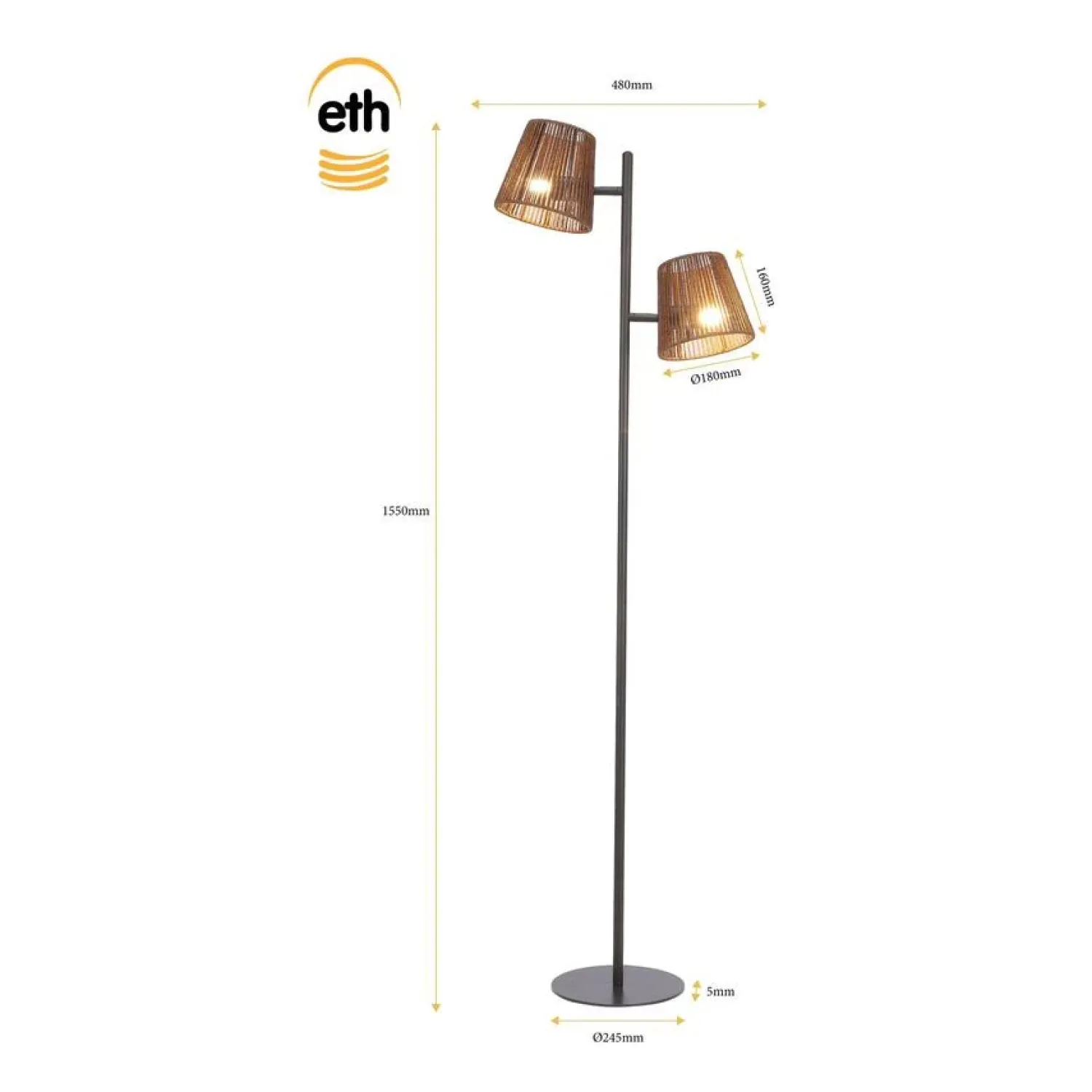 Trading Lighting Vloerlampen|Daan 2-lichts Vloerlamp Bruin
