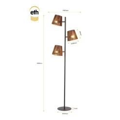 Trading Lighting Vloerlampen|Daan 3-lichts Vloerlamp Bruin
