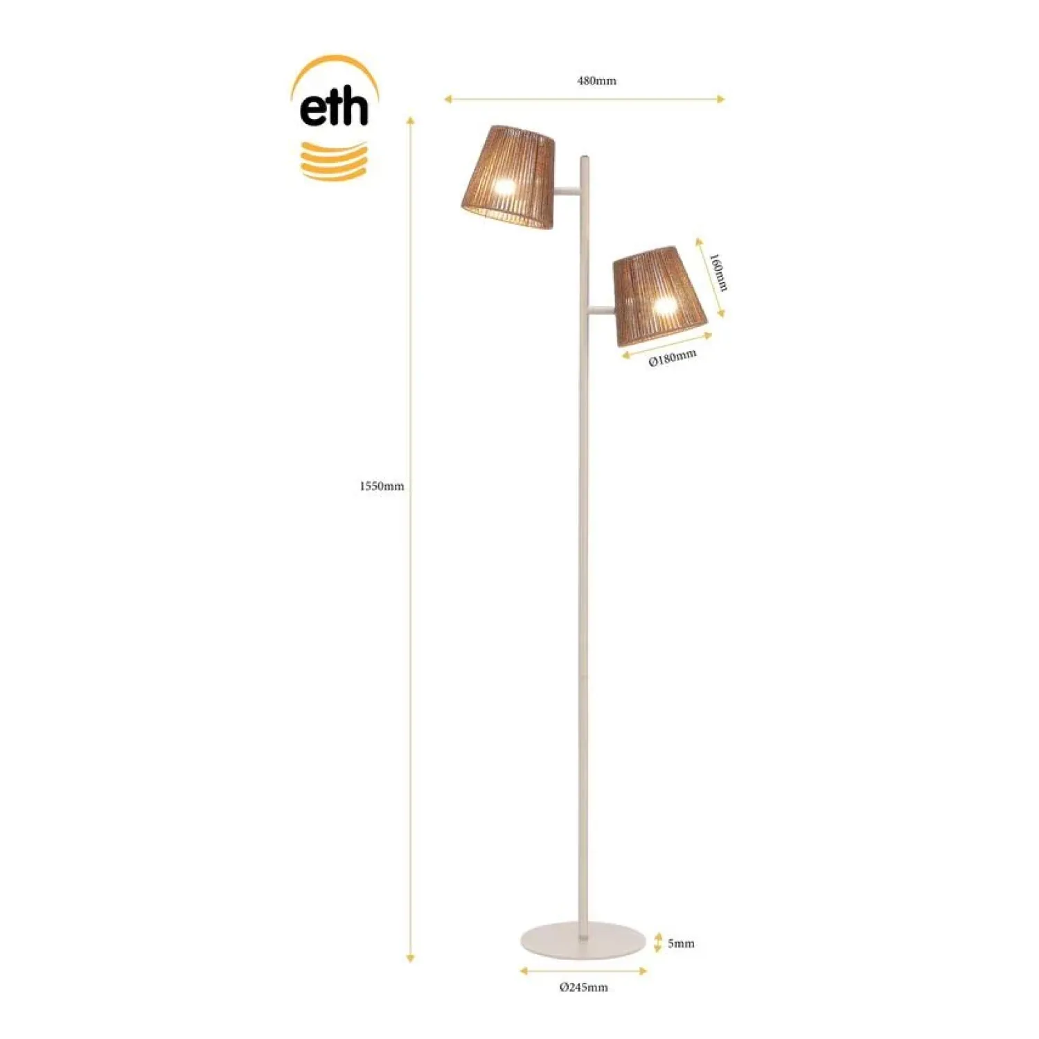 Trading Lighting Vloerlampen|Daan 2-lichts Vloerlamp Zand